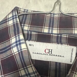 Carolina Herrera Men's Plaid Shirt - Blue and red